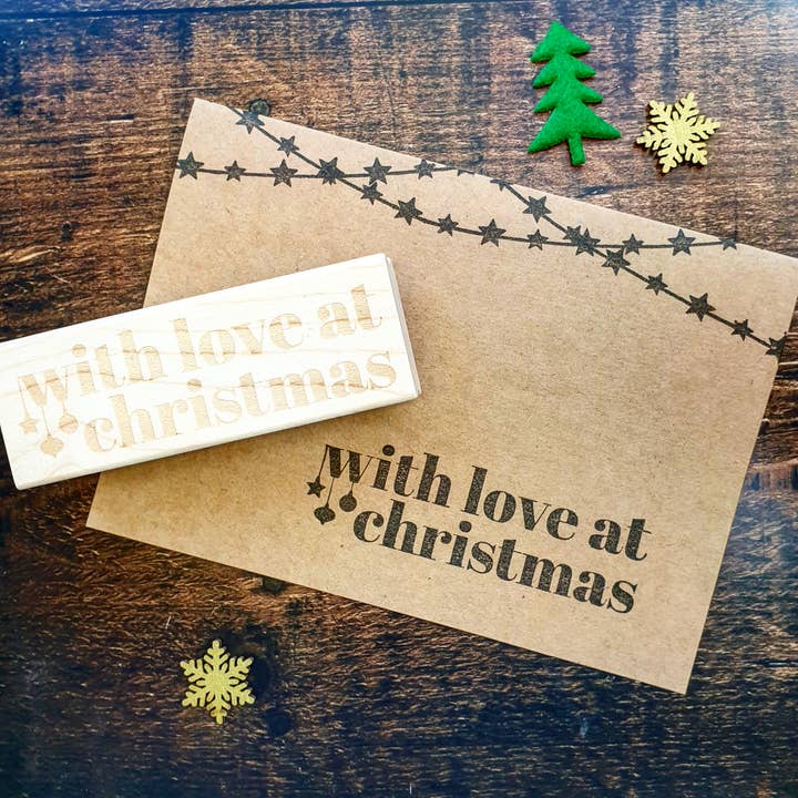 With Love at Christmas Rubber Stamp for wholesale by Skull and Cross Buns Rubber Stamps