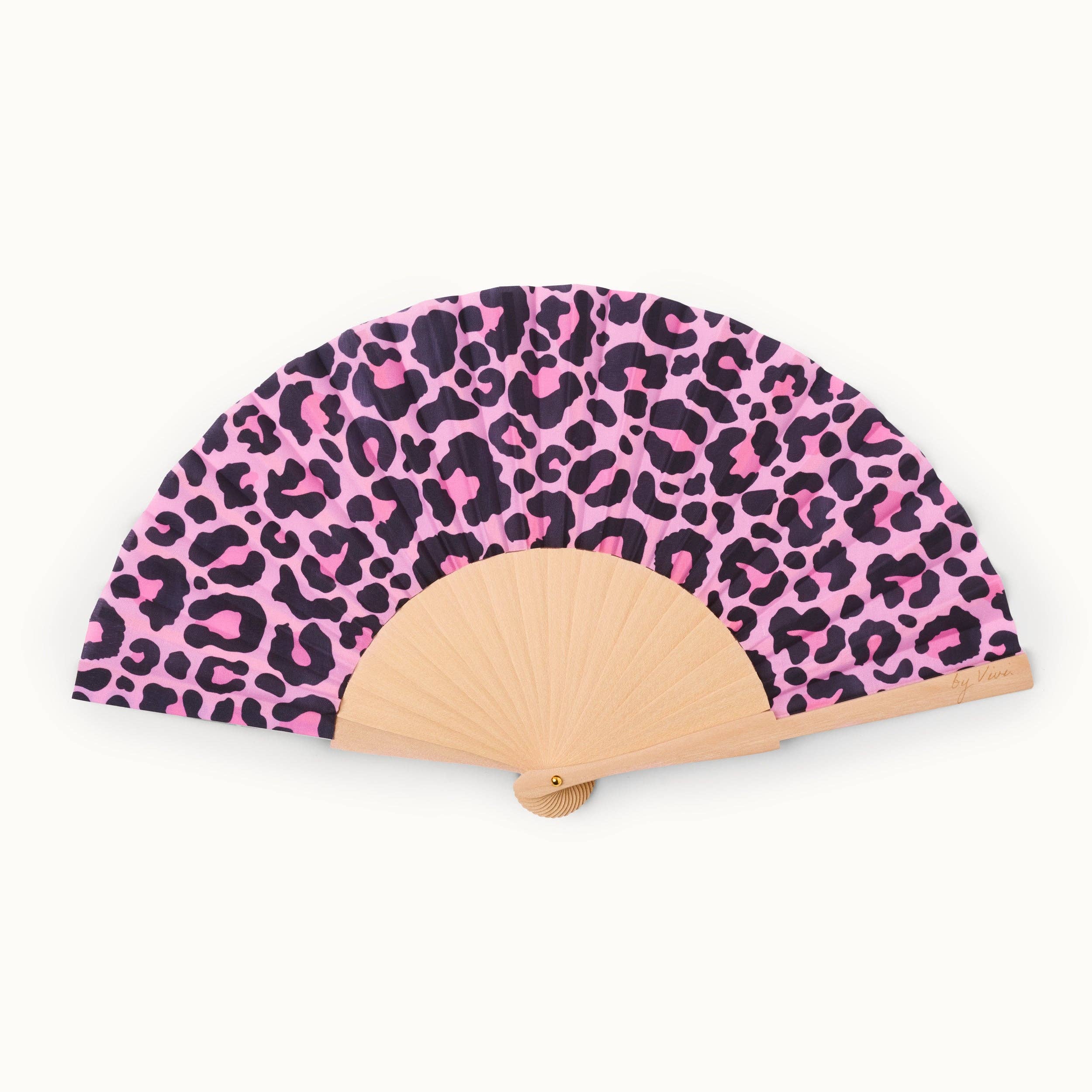 by Vivi. - Wholesale Handheld Folding Fan - Fächer Pink Leopard1