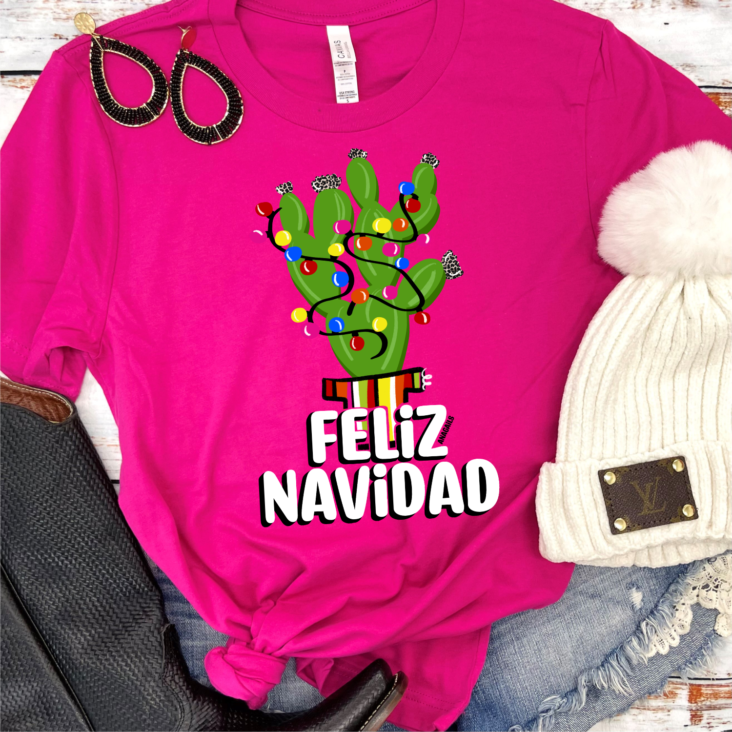 Anagails - Wholesale Screen Printed T-Shirt - Women's - Feliz Navidad2