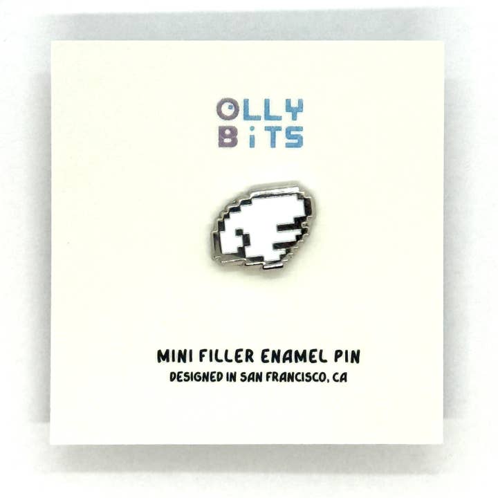 White Pixel Wing (Right) Mini Filler Enamel Pin for wholesale by Ollybits Pixel Art