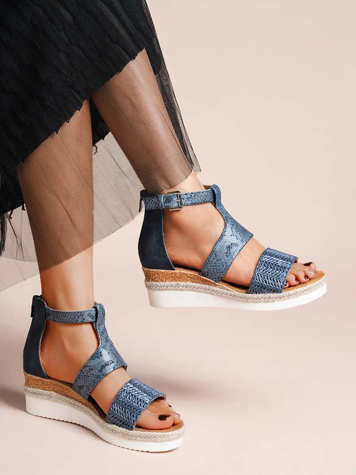 Platform sandals -Blue for wholesale by CFK International