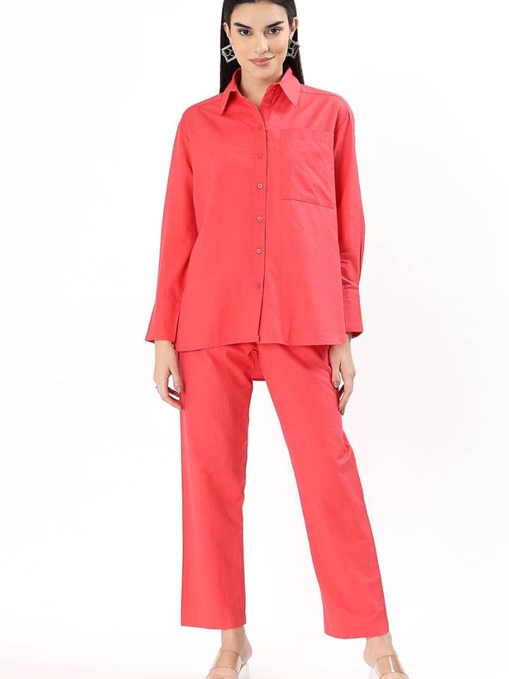 Hi Handmade - Wholesale Top & pants set (NOT Loungewear) – Women's - Linen Coord Set- Peach Pink9