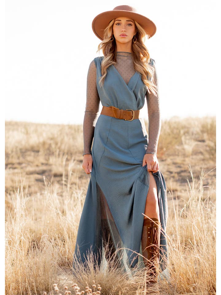 Joyfolie - Wholesale Dress - Women's - Tisannah Dress in Dusty Teal
