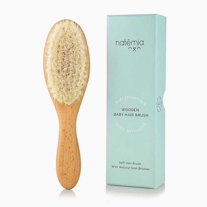 Wooden Baby Hair Brush With Natural Bristles for wholesale by Natemia