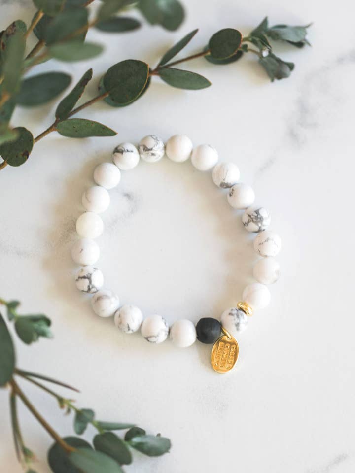 One Little Bead Bracelet - White Howlite for wholesale by Cedar and Cypress Designs