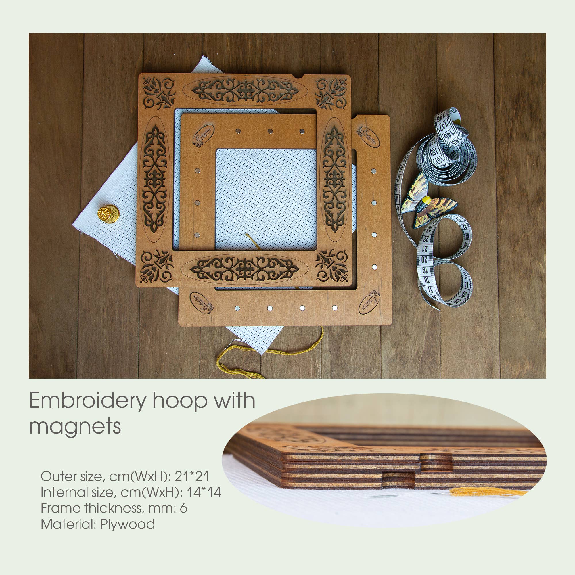 Embroidery craft – wholesale Material för broderi/korsstygn – Magnetisk broderibåge i plywood för korsstygn