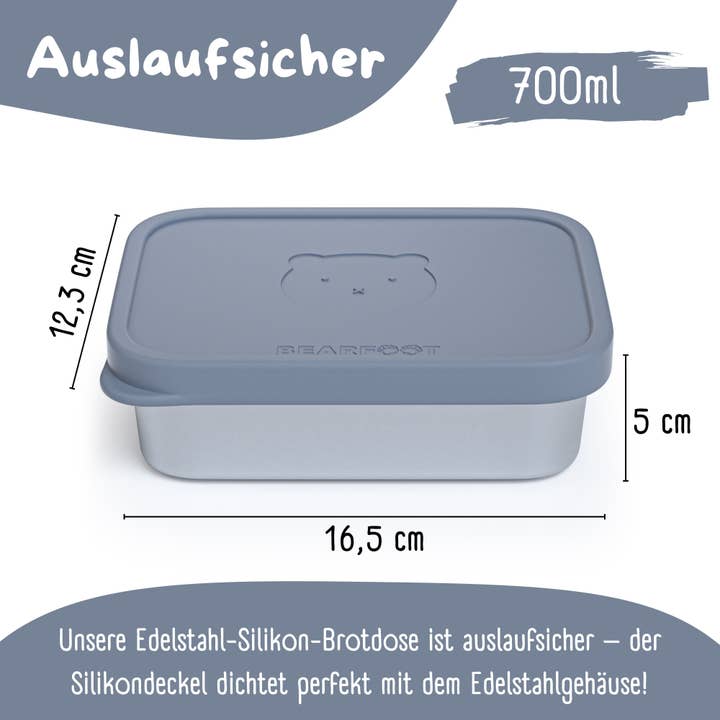 BEARFOOT – wholesale Lunch bag/box – Kids – Children's stainless steel lunchbox with silicone insert - Blue
