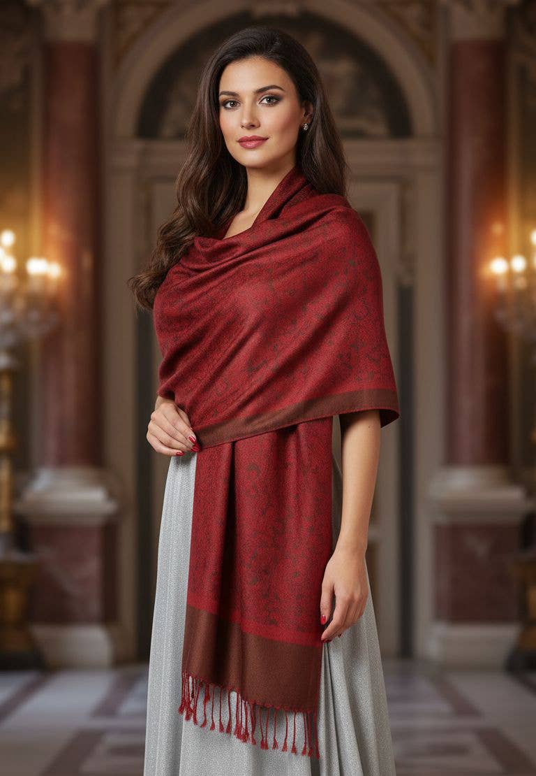 SERENITA – Großhandel Schal – Damen – Jacquard Paisley Pashmina Schal Wendbarer Stola-Wickel20