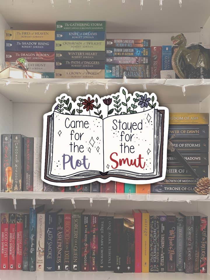 Adesivo floreale «Came for the Plot Stayed for the Smut Bookish» per la vendita all'ingrosso da parte di BareBookish