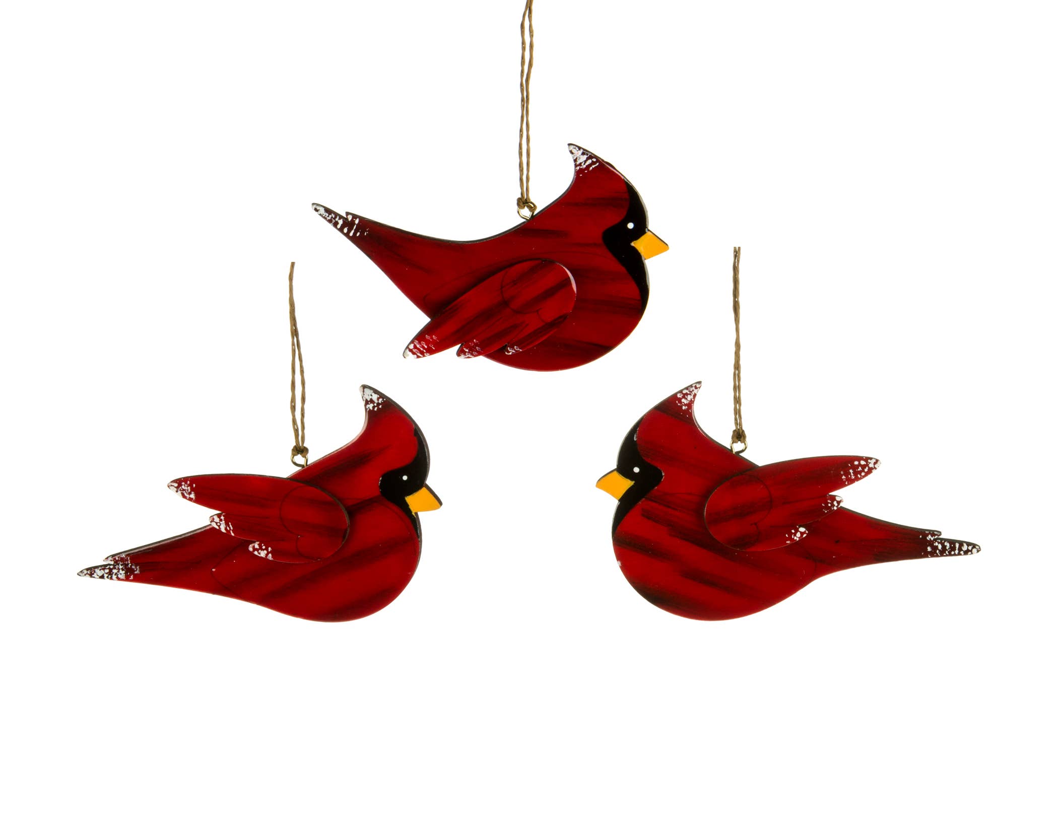 Christmas Tradition - Vente Objets de décoration - 3 ornements en bois cardinal assortis de 5,5"0