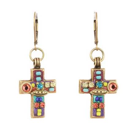 Michal Golan Jewelry - Wholesale Dangle Earrings - Multi-Bright Cross Earrings0