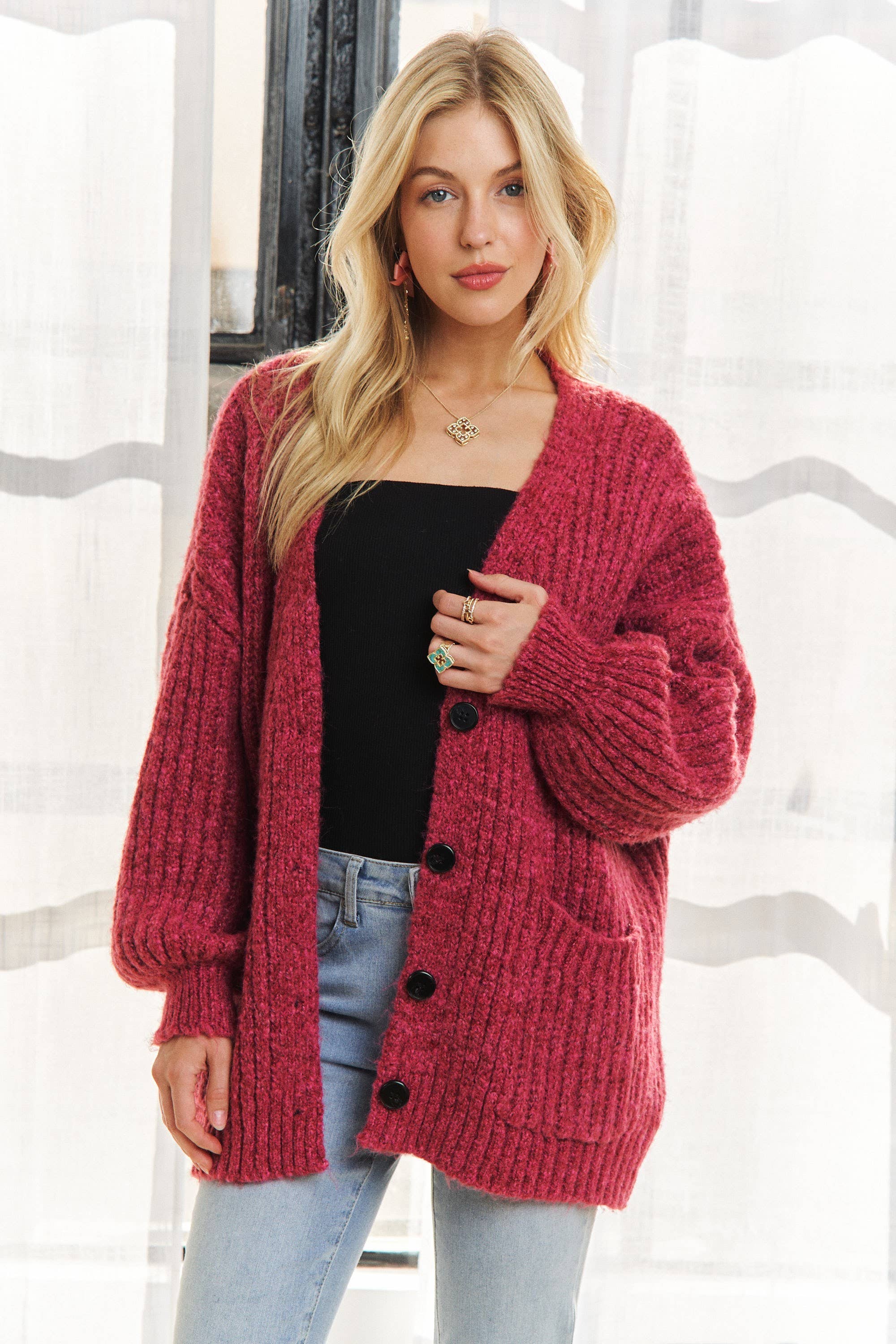 ADORA LA – wholesale Cardigan – Women’s – CESW3441A - BUTTON DOWN COZY SWEATER CARDIGAN10