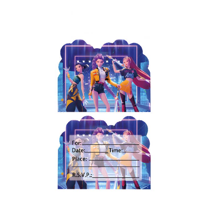 KPop Demon Hunters Party Invitation Cards 10pcs for wholesale by Sparkling Extras