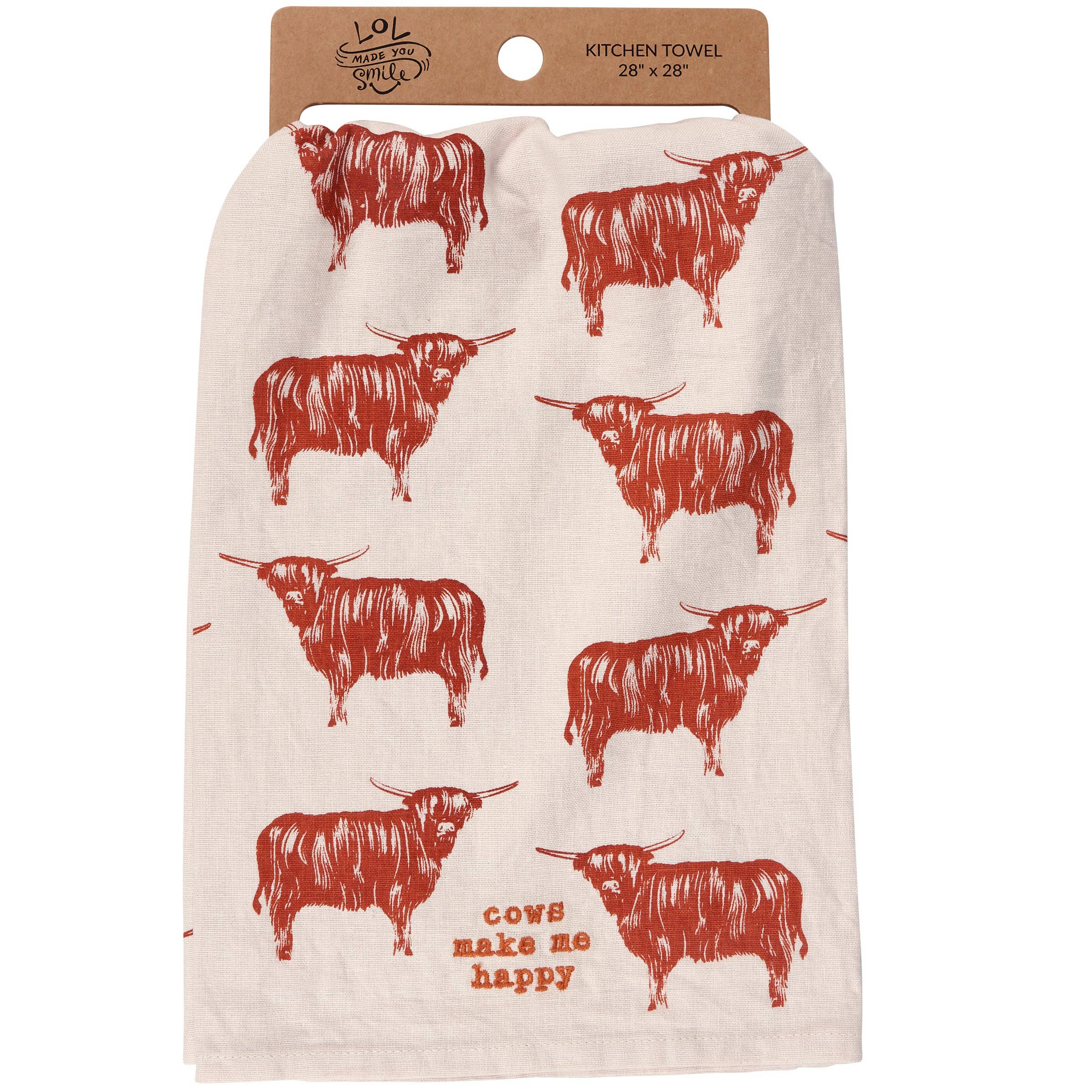 Primitives by Kathy - Wholesale Tea Towel - Cows Make Me Happy Kitchen Towel2