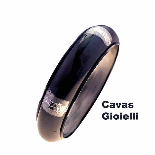 Cavas  gioielli - Wholesale Bangle Bracelet - Ruthenium-plated silver slave bracelet, alternating1