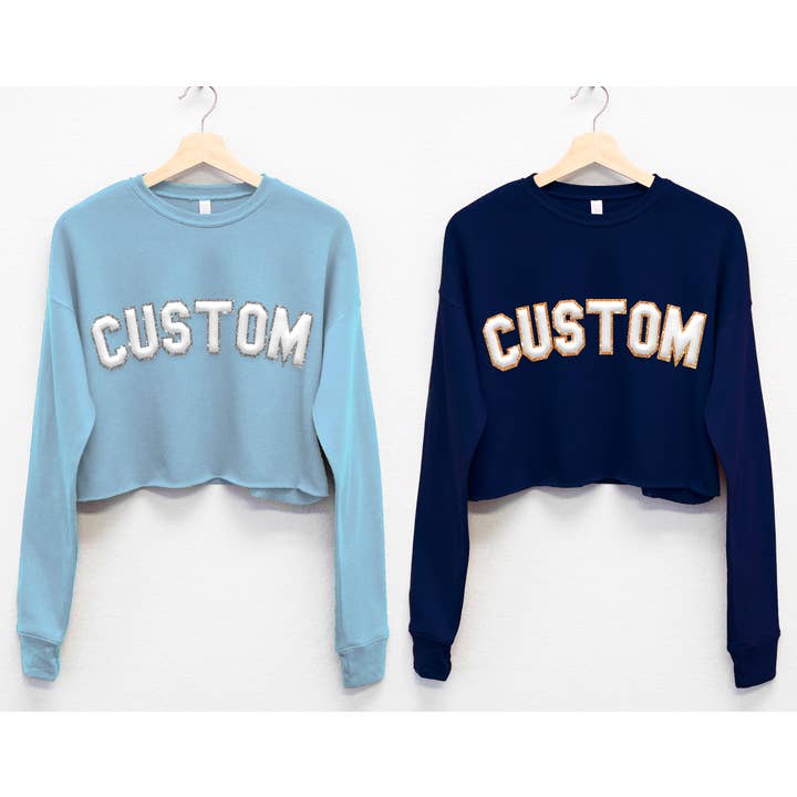 Nobullwoman Apparel - Wholesale Graphic Sweatshirt - Women's - CUSTOM Embossed BLOCK Puff Print & GLITTER Crop Sweatshirt3