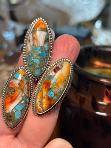 Stekelige oester en turkoois ringen met koper voor wholesale door Wild Peonies Xo