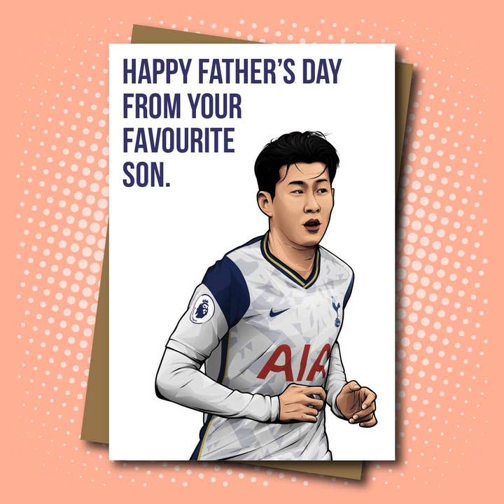 Tarjeta para el Día del Padre inspirada en Heung Min-Son/Tottenham para venta al por mayor de Maya Rose Creations