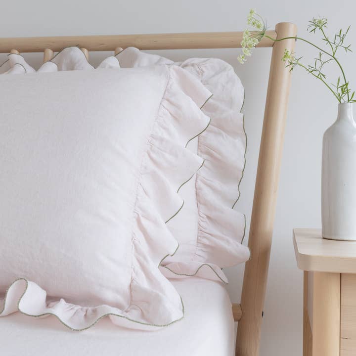 Amurelle - Wholesale Bedding Pillowcase/Sham - Breeze Linen Ruffle Pillowcase Pair - Rose2