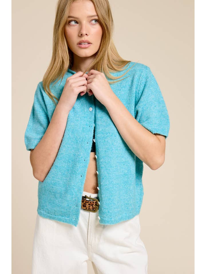 Mimosa - Wholesale Cardigan - Women's - Short Sleeve Button Down Cardigan Top26