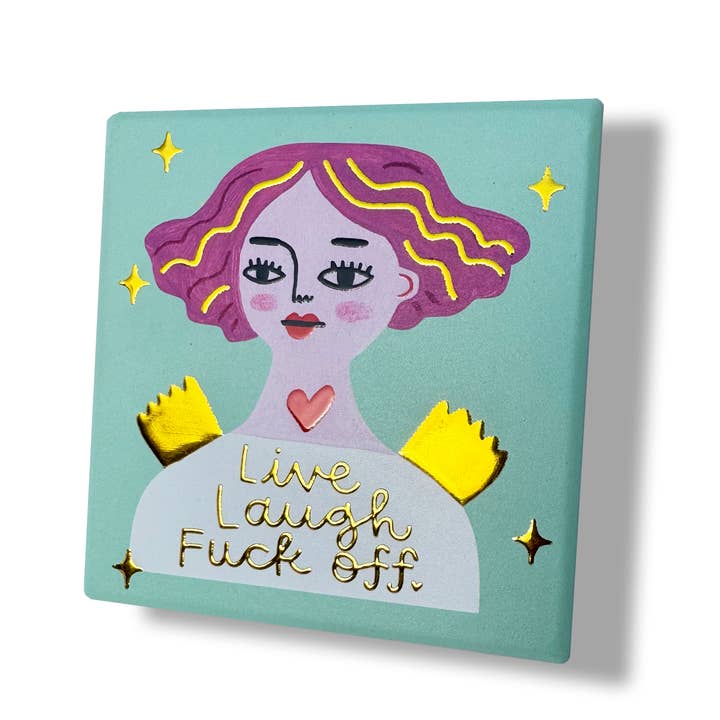 Leef, Lach, Rot Op Deluxe Keramische Onderzetter voor wholesale door Disrupted Industries