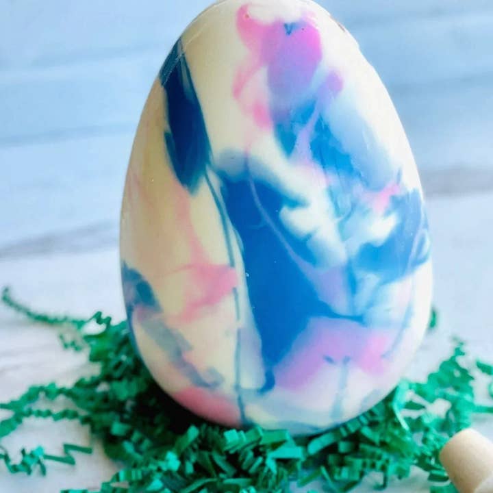 Chocolates Unlimited by Denise - Wholesale Chocolate Covered Sweets - Breakable Chocolate Egg in Tie-Dye Design