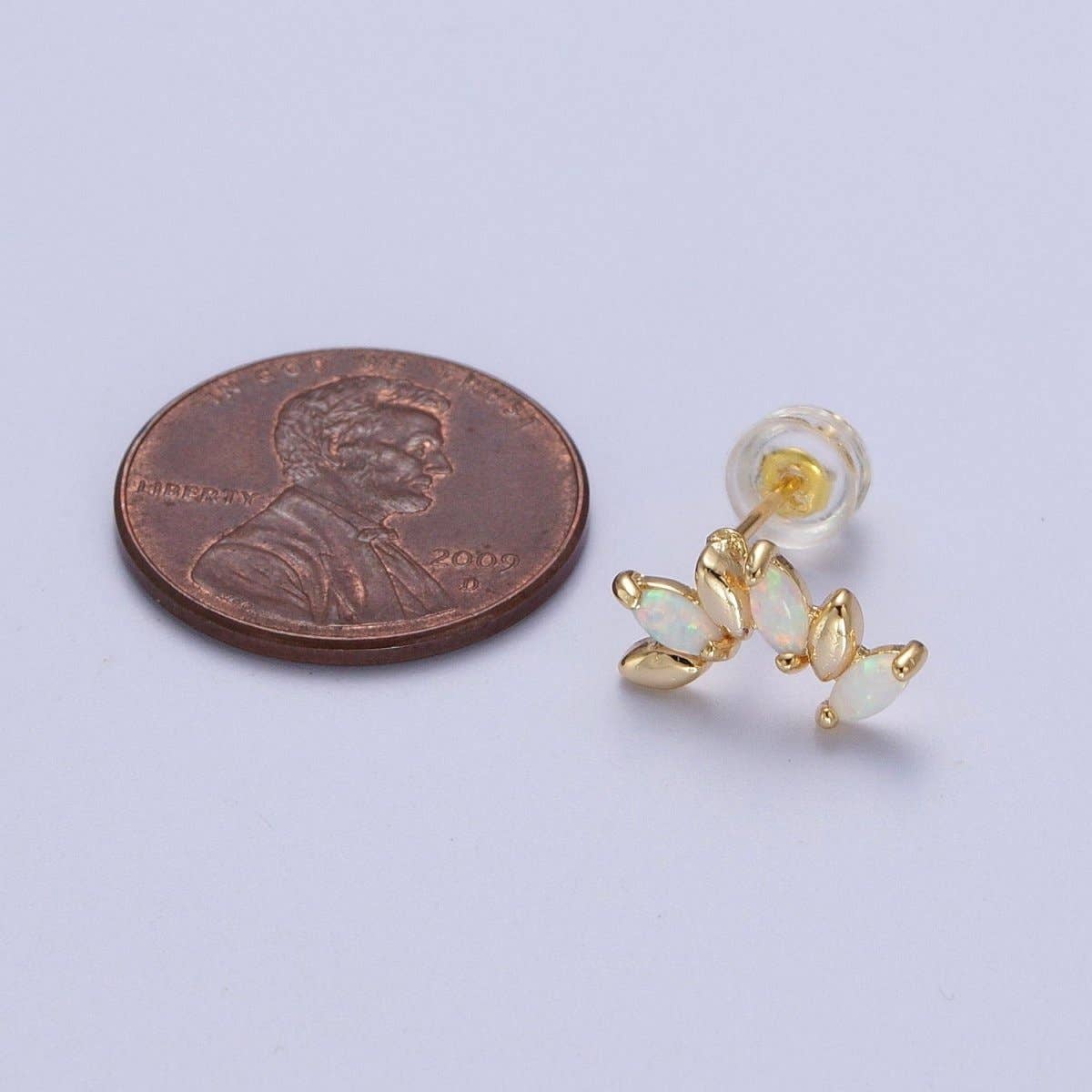 Aim Eternal - Wholesale Stud/Post Earrings - Dainty 14K Gold Filled White Opal Gold Marquise Stud Earrings | AD-1073