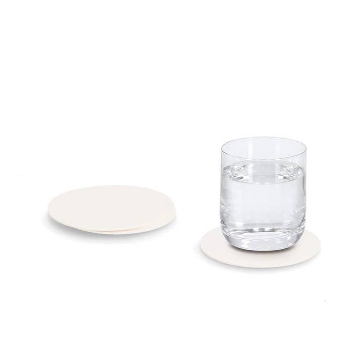 Coaster Set, 4-Piece, Faux Leather, White for wholesale on Faire3
