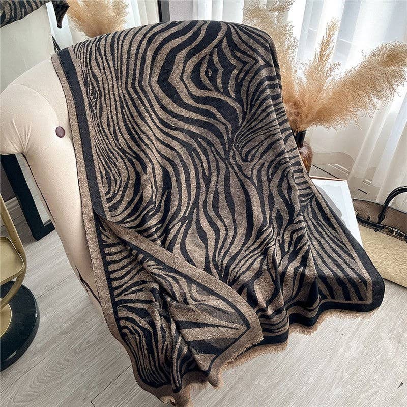 FurDecoration - Wholesale Scarf - Women's - Faux Wool Fringe Print Scarf5