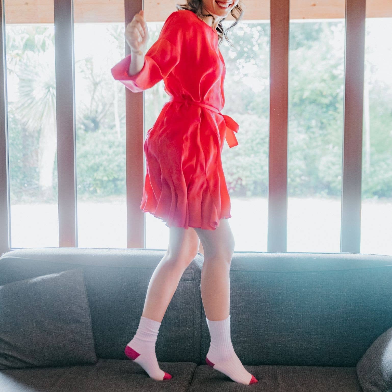 Maison Causettes - Vente Chaussettes – femme - Chaussettes femme coton bio - Marcelle bi-goût Violette2