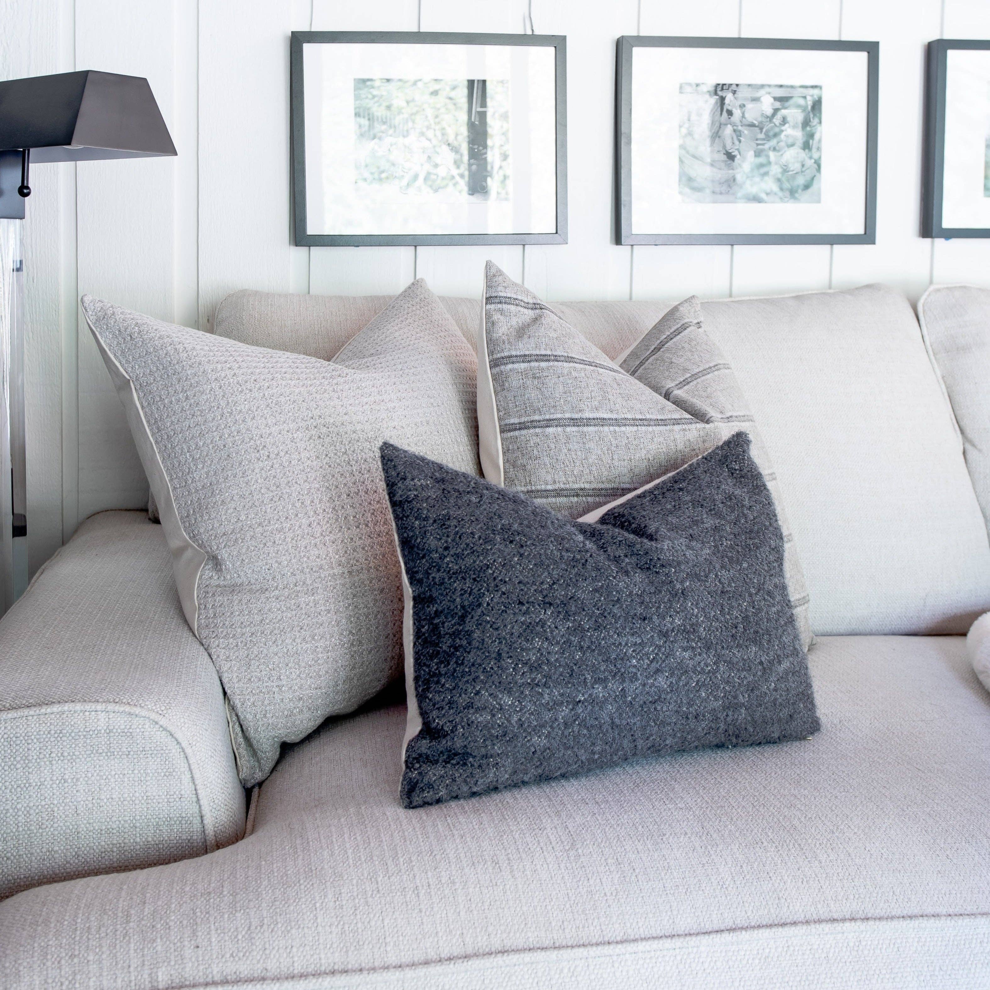 Linen & Ivory - Wholesale Throw Pillow Cover - BECKETT || Dark Gray Bouclé Pillow Cover3