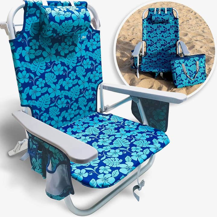Aluminum 5-Position Folding Beach Chair with Pillow & Cooler Bag BC-BLISS for wholesale by Modek Sports