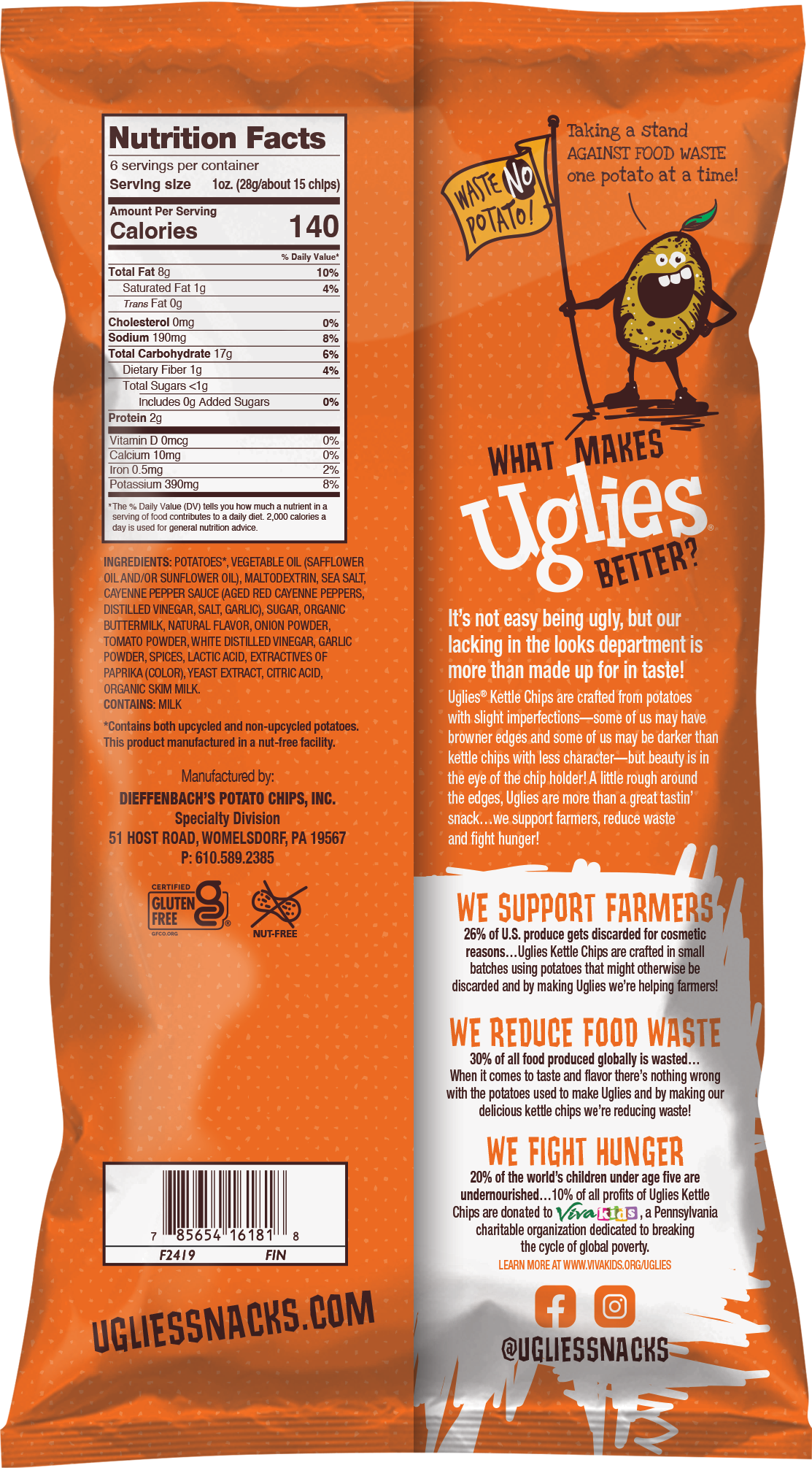 Uglies Kettle Chips - Wholesale Chips - Uglies 6oz Buffalo Ranch Kettle Cooked Potato Chips1
