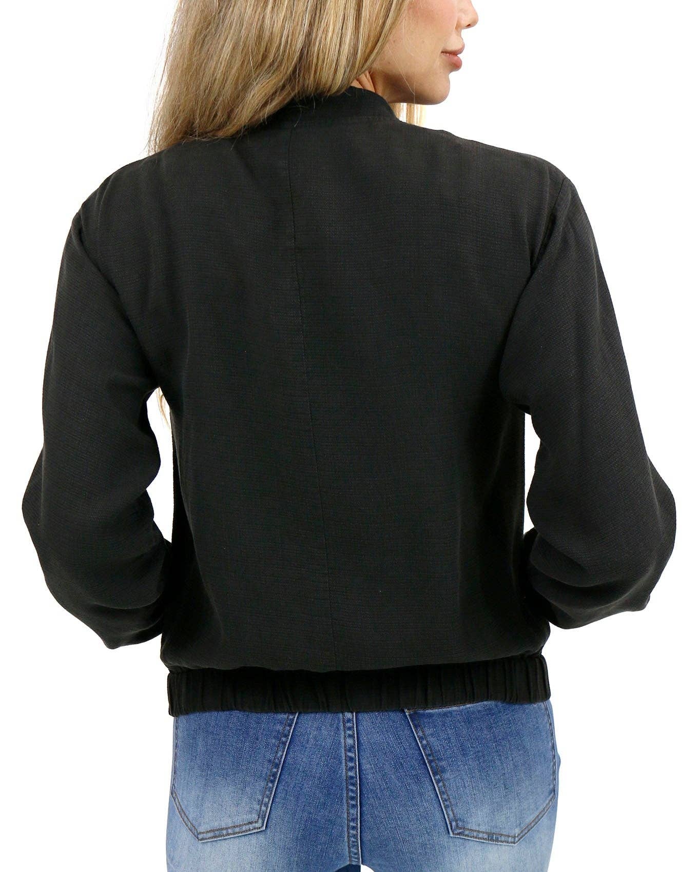 Tencel™ Lyocell Baseball Jacket in Washed Black for wholesale on Faire8