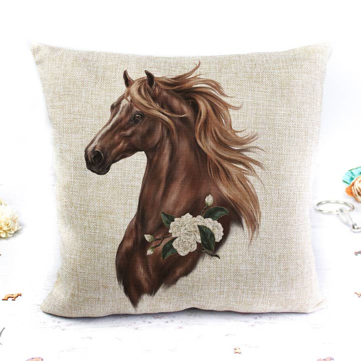 SaddlebredHorse Floral Throw Pillow Cover - Equestrian Decor for wholesale by Classy Equine