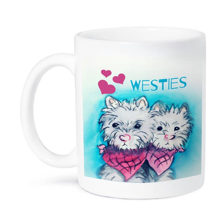 3dRose - Vendita all'ingrosso Tazza - 3dRose, Un'illustrazione a cartone animato ad acquerello di due Westie., Tazza8