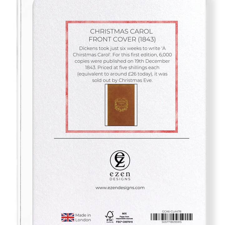 Ezen Trade - Wholesale Christmas card - CHRISTMAS CAROL FRONT COVER (1843): Victorian Greeting Card1