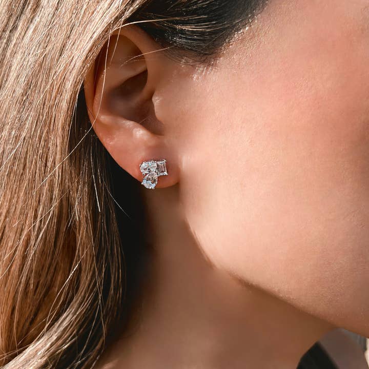 Tri Cluster Cubic Post Earrings
for wholesale by iiShii designs