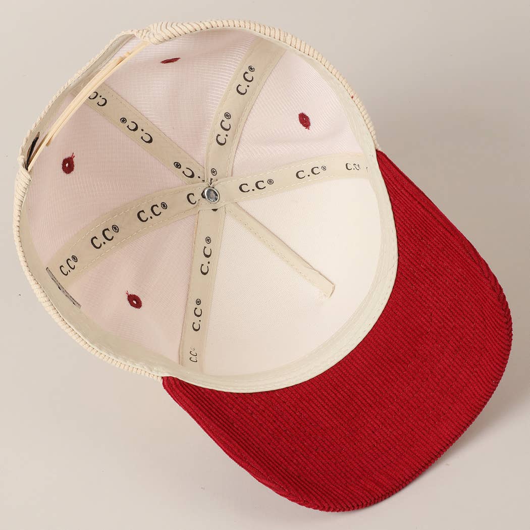 Fashion City – Boné de beisebol - Unissexo por atacado – Boné de veludo cotelê bicolor de texto divertido Felry Christmas9