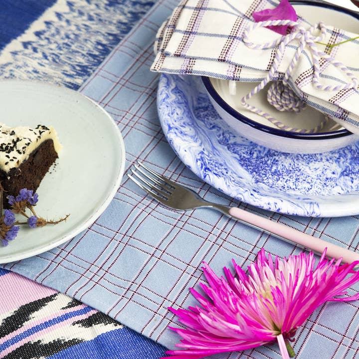 Archive NY - Wholesale Placemat - Set of 4 - Chiapas Plaid Light Blue Placemat