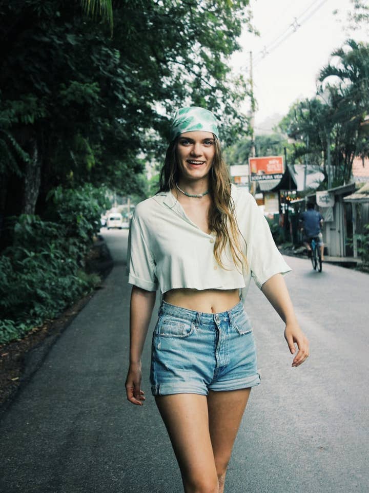 Square Scarf Green Watercolor for wholesale by Ethical Legend