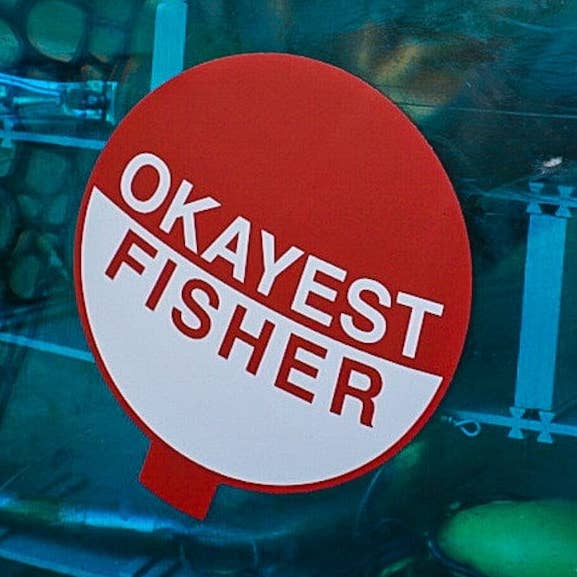 Autocollant de flotteur de pêcheur moyen pour la vente par Okayest Hunter