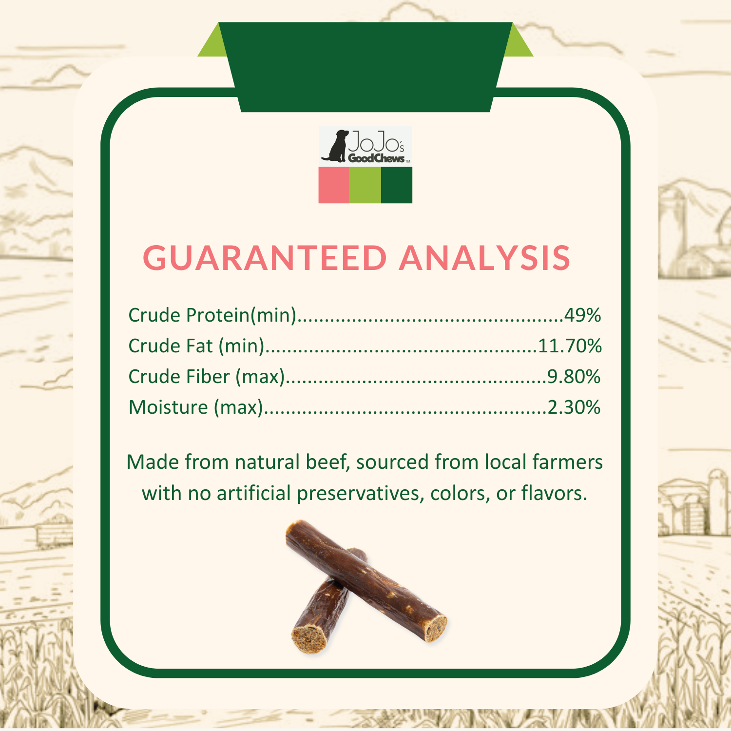 Jojo Modern Pets - Vendita all'ingrosso Snack - Cani - Snack naturali per cani a base di salsiccia di manzo - Masticativi da 15 cm (25 pezzi)5