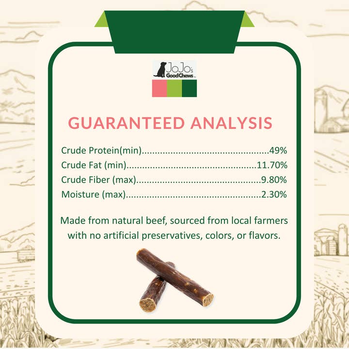 Jojo Modern Pets - Vendita all'ingrosso Snack - Cani - Snack naturali per cani a base di salsiccia di manzo - Masticativi da 15 cm (25 pezzi)5