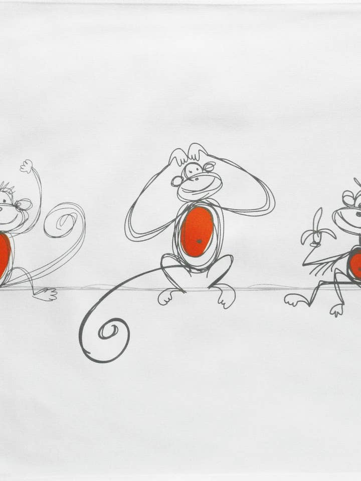 The Monkey Mates - Large Cotton Tea Towel for wholesale by Half a Donkey