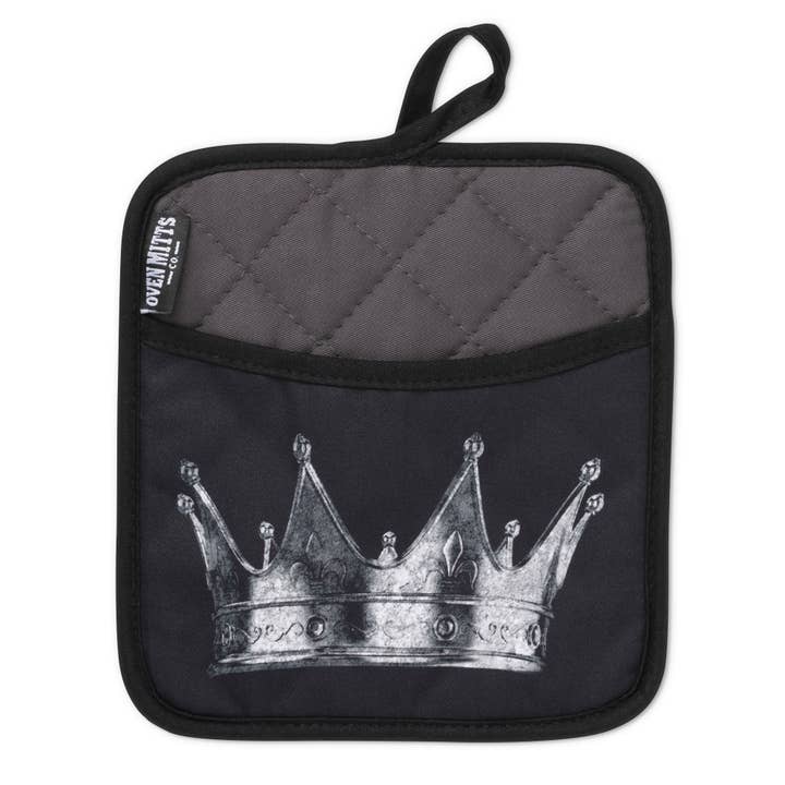 Zapps Clothing - Venta al por mayor Manoplas para horno/ollas - Juego de manoplas y manoplas para horno King & Queen Black Skull3