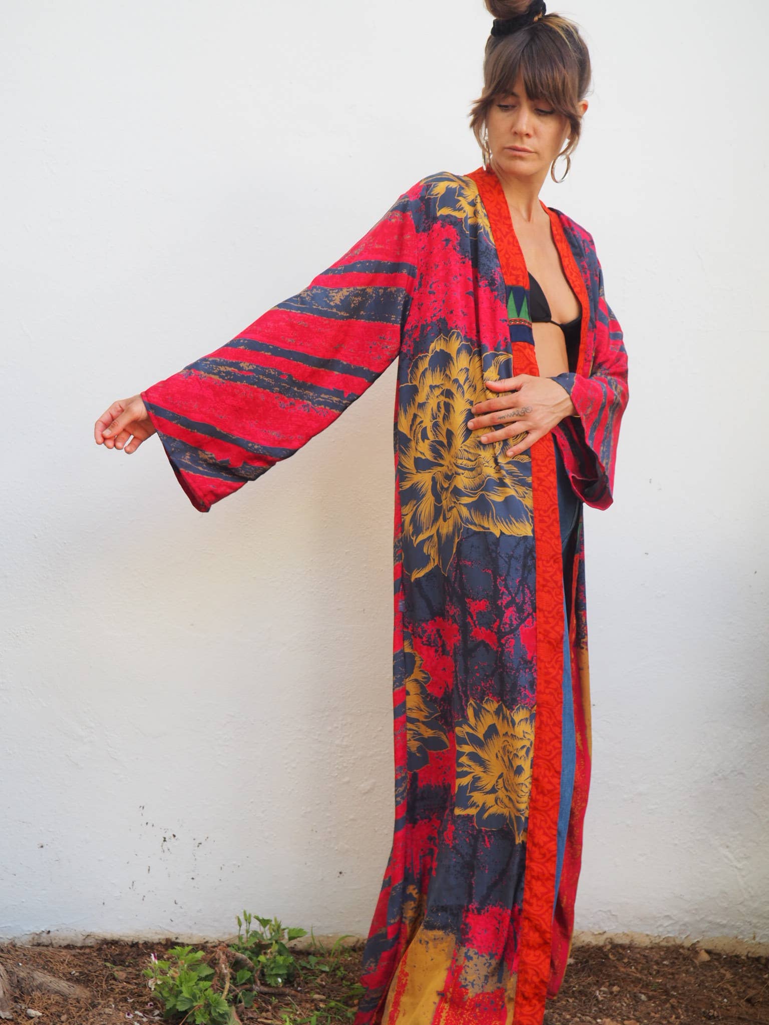 Vagabond Ibiza - Wholesale Kimono - Women's - The Kardash Kimono Long – Up-cycled Vintage Sari Kimono 36