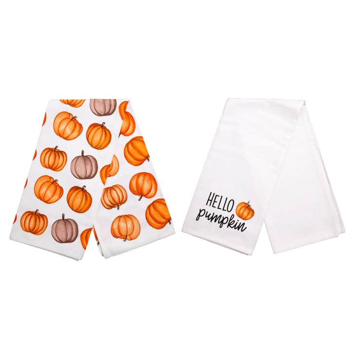 Hello Pumpkin Kitchen Dish Towels, Halloween Set of 2 for wholesale by Pearhead
