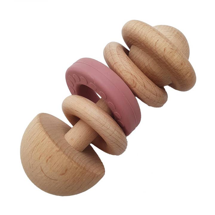 Sonaglio in legno per bambini Dusty Rose per la vendita all'ingrosso da parte di Summerville organic