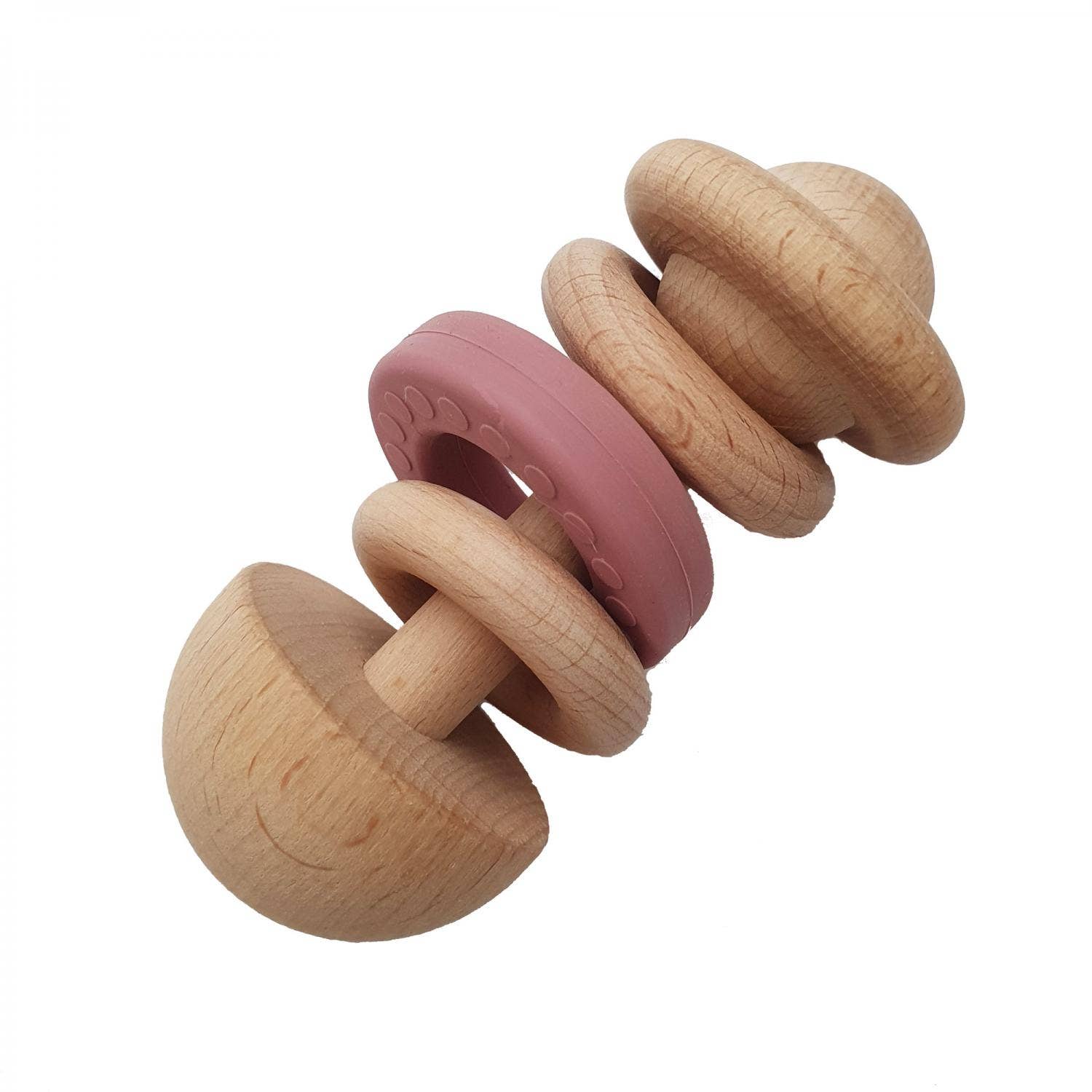 Summerville organic - Wholesale Handheld Rattle - Baby - Baby Wooden Rattle Dusty Rose